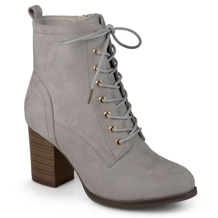Grey Block Heel Ankle Boots