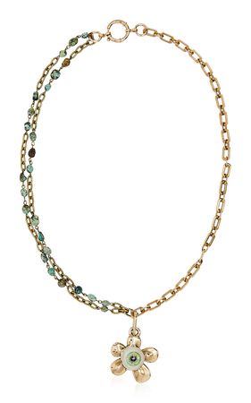 Lavaliere Gold-Plated Beaded Flower Necklace By Lulos | Moda Operandi
