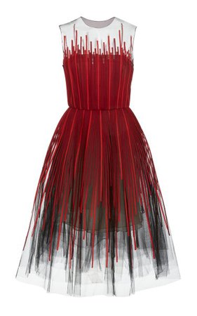 Embroidered Tulle Cocktail Dress By Oscar De La Renta | Moda Operandi