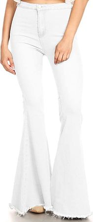 Anna-Kaci Women's Fashion High Waist Long Denim Bell Bottom Jeans Flared Pants, Off White, XX-Large at Amazon Women's Jeans store