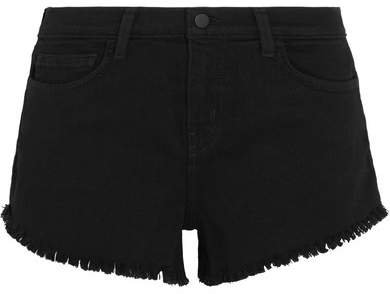 The Zoe Frayed Denim Shorts - Black