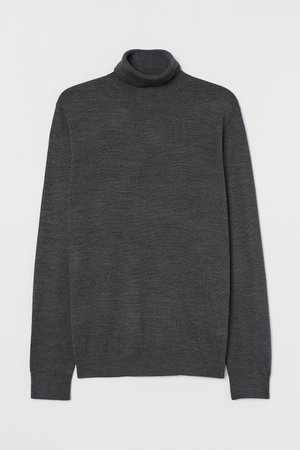 Wool-blend Turtleneck Sweater - Dark gray melange - | H&M US