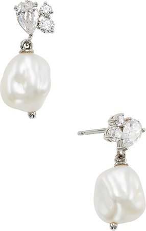 Chloe Cubic Zirconia & Cultured Pearl Drop Earrings