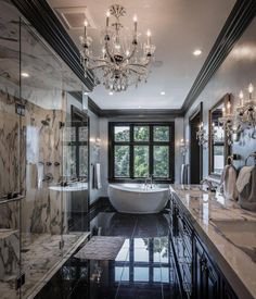 50 Master Bathrooms with Chandelier Lighting (Photos) | Bathroom | Pinterest | Bathroom, Bathroom design luxury and Home
