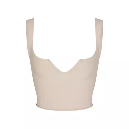 RAW EDGE SLIT FRONT CROPPED CAMI | STONE