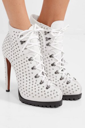 Alaïa | 135 eyelet-embellished leather ankle boots | NET-A-PORTER.COM