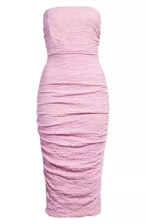HOUSE OF CB Ruched Corset Strapless Midi Dress | Nordstrom
