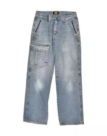 DIADORA Womens Cargo Wide Leg Jeans Medium W30 L31 Blue Cotton | Vintage & Second-Hand Clothing Online | Thrift Shop