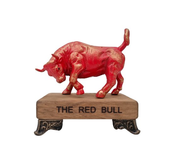 Cast Iron Raging Bull on Wooden Pedestal 'the Red | Etsy Sweden