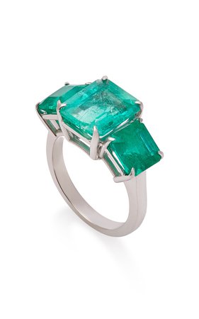 18K White Gold and Emerald Ring by Maria Jose Jewelry | Moda Operandi