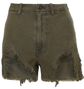 Distressed Cotton-canvas Shorts