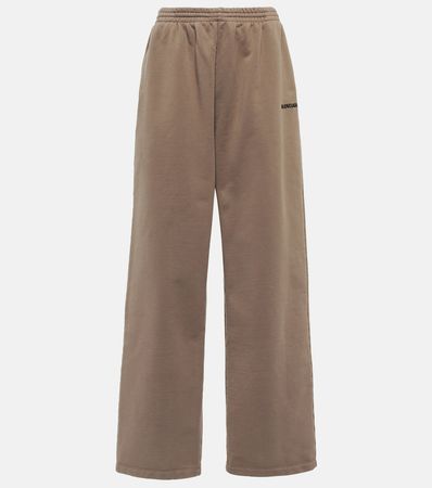 Logo Cotton Sweat pants in Brown - Balenciaga | Mytheresa