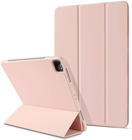 BENTOBEN iPad Pro 12.9 Inch Case 2020 with Pencil Holder, Premium Protective Case Trifold Stand Soft TPU Back Smart Cover with Auto Sleep/Wake for iPad Pro 12.9 4th & 3rd Generation 2020/2018, Pink : Amazon.sg: Electronics