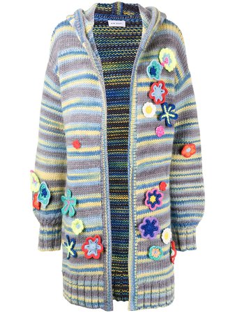 Shop Mira Mikati hooded crochet-flowers cardigan with Express Delivery - FARFETCH