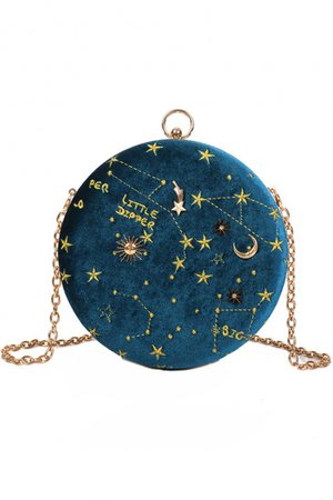 Popular Starry Sky Star Letter Pattern Round Crossbody Bag with Chain Strap 18.5*5.5*18.5 CM - Beautifulhalo.com