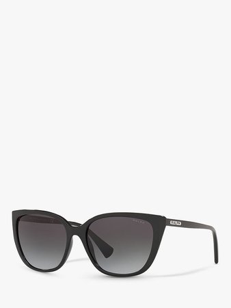 Ralph RA5274 Women's Butterfly Shape Sunglasses, Black Gloss at John Lewis & Partners