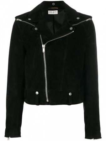 SAINT LAURENT Suede Leather Jacket Womens Jackets Black