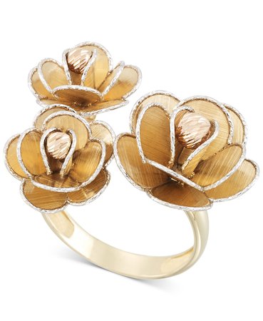 Macy's 14k Gold, White Gold & Rose Gold Tri-Colour Flower Ring