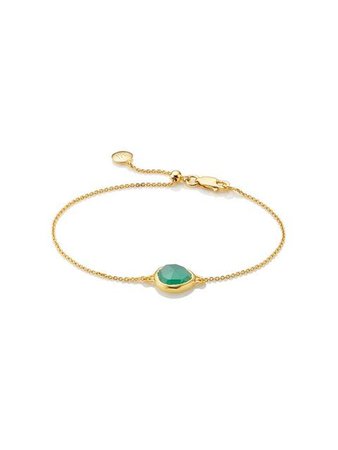 Monica Vinader GP Siren Fine Chain Green Onyx Bracelet