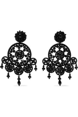 Oscar de la Renta | Dreamcatcher bead and silk clip earrings | NET-A-PORTER.COM