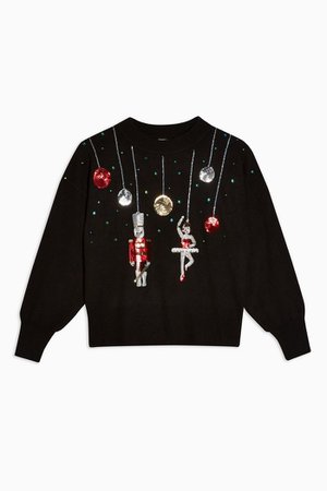 PETITE Black Knitted Christmas Nutcracker Jumper | Topshop black