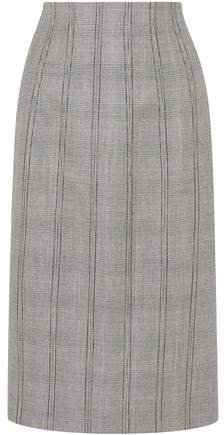 Lace-up Prince Of Wales Checked Wool And Silk-blend Skirt