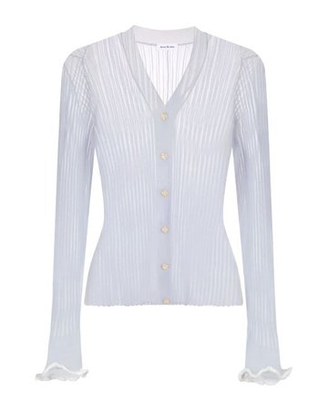 Acne Studios Synthetic Semi-sheer Ribbed-knit Cardigan in Blue - Lyst