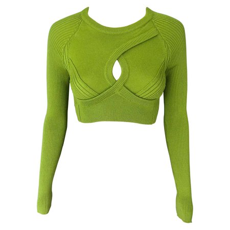 Jean Paul Gaultier Cutout Crop Sweater Top For Sale at 1stDibs
