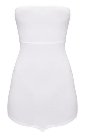 White Bandeau Pointy Hem Bodycon Dress | PrettyLittleThing