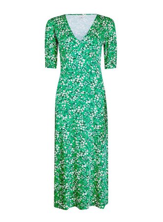 Green Floral Print Midi Skater Dress | Miss Selfridge