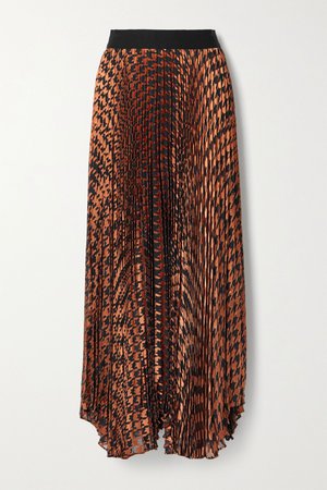 Brown Pleated metallic fil coupé chiffon maxi skirt | Alice + Olivia | NET-A-PORTER