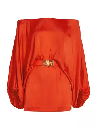 Shop Silvia Tcherassi Manon Belted Off-The-Shoulder Minidress | Saks Fifth Avenue