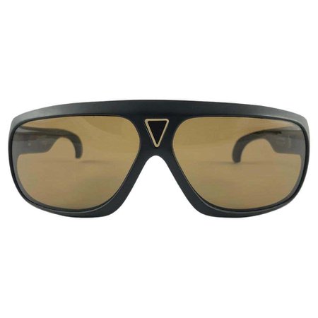 Vintage Emerson Fittipaldi Black Rectangular 70'S Collector France Sunglasses For Sale at 1stDibs