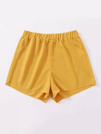 Elastic Waist Wide Leg Track Shorts | SHEIN USA yellow