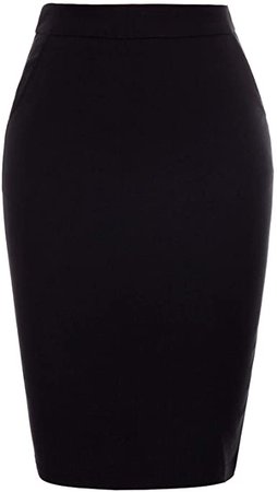Kate Kasin Womens Knee Length Elastic Waist Stretchy Bodycon Business Pencil Skirt at Amazon Women’s Clothing store