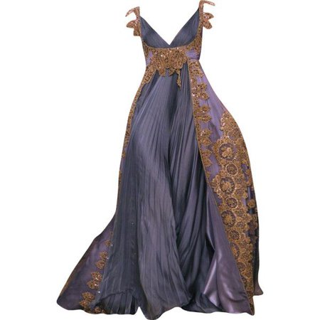 Dark Purple & Gold Evening Gown