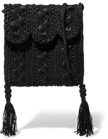 Carrie Forbes - Youssef Small Crocheted Cord Shoulder Bag - Black