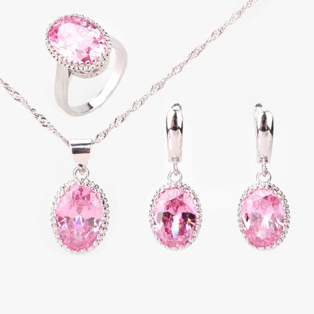 Christmas gifts beautiful ladies pink cubic zirconia 925 Sterling Silver jewelry sets for women earrings / pendant / necklace / rings-in Jewelry & Accessories from Jewelry & Accessories on Aliexpress.com | Alibaba Group