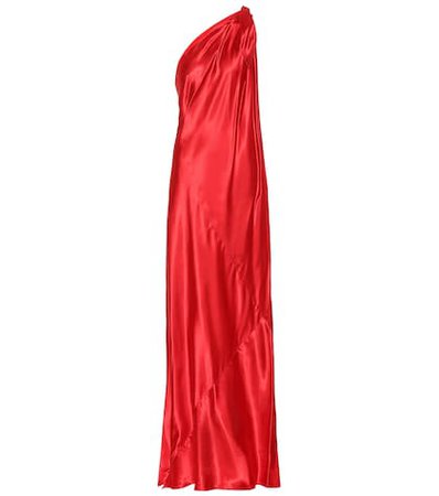 One-shoulder satin gown