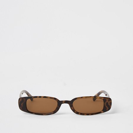 Brown tortoiseshell slim sunglasses | River Island