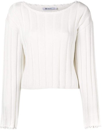 T BY ALEXANDER WANG frayed ribbed sweater