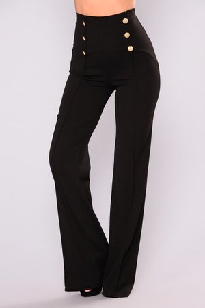 High Wasted Button Up Retro Flare Pants