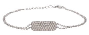 Diamond Delicate ID Double Chain Bracelet-Silver