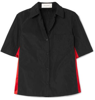 Satin-trimmed Shell Shirt - Black