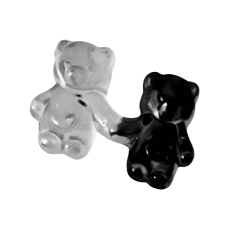black white gummy bear friends