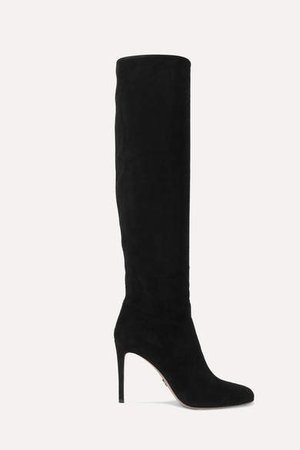 100 Suede Knee Boots - Black