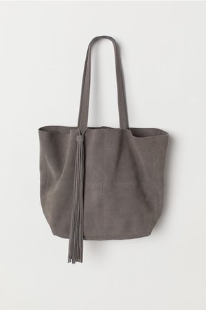 Замшевая сумка шопер - Серый - Женщины | H&M RU