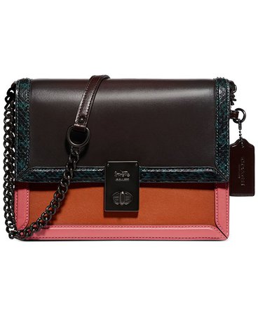COACH Colorblock Leather with Snake Trim Hutton Shoulder Bag & Reviews - Handbags & Accessories - Macy's