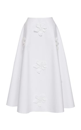 Embroidered Cotton Poplin Midi Skirt By Valentino Garavani | Moda Operandi