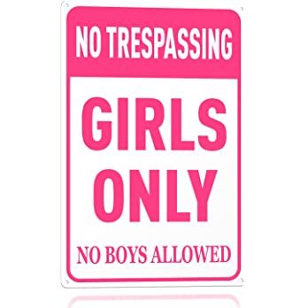 Amazon.com: Girls Bedroom Sign - Funny No Trespassing Girls Only Metal Tin Sign Wall Decor Pink No Boys Allowed Bedroom Door, 8 x 12 inch : Baby